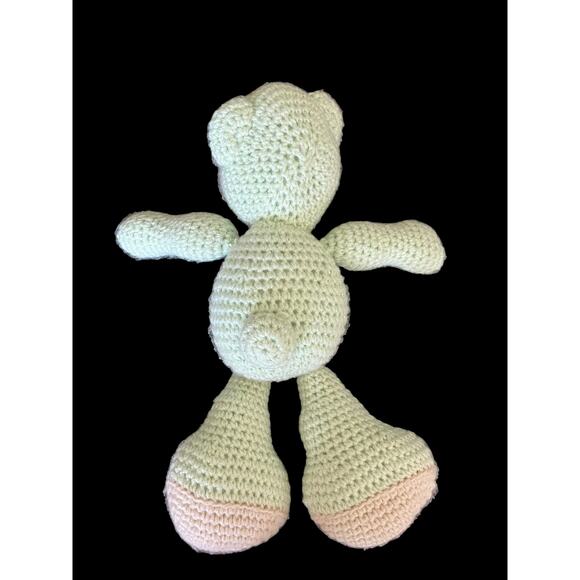 Handmade Crocheted Light Green and Brown Teddy Bear - Picture 3 of 8